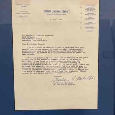 Senate Letter, framed (Hood Centennial)