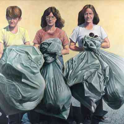 Three People with Plastic Bags