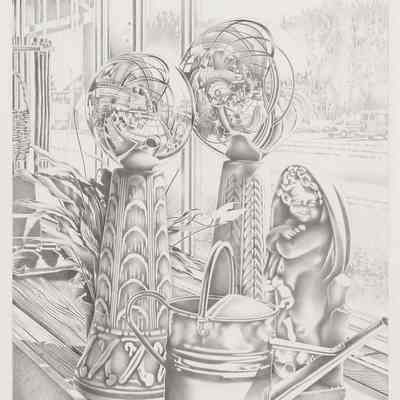 Greenhouse Interior - Cherub and Watering Can