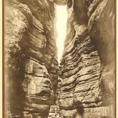Wedged Rock in Shinumo Canyon, 200 Feet Above Bass Trail