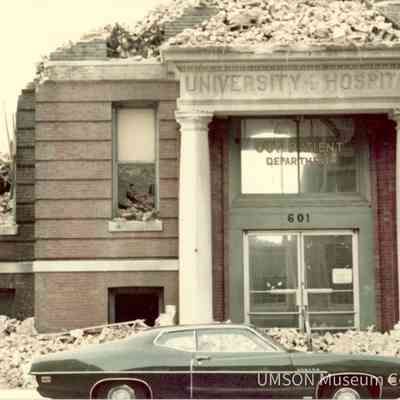 Demolition of the old University Hospital, 601 West Lombard Street, August 25, 1974