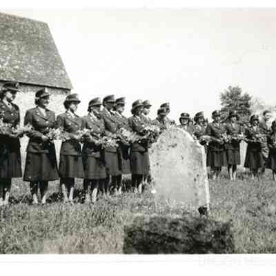 Army Nurse Corps nurses at the grave of Florence Nightingale, May 12, 1945