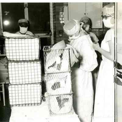 Student nurses prepping supplies