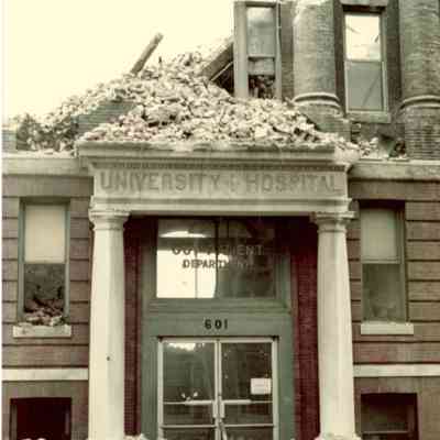 Demolition of University Hospital, Lombard and Green Streets, 1974