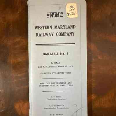 Timetable-Western Maryland