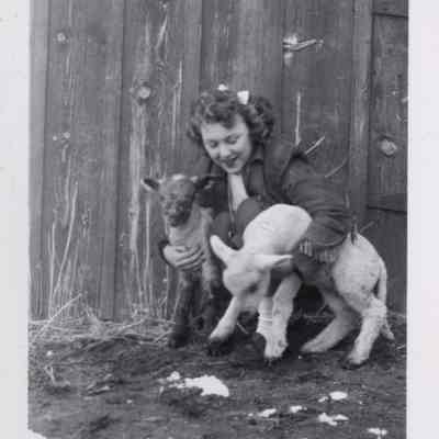 June Bondurant with Lambs