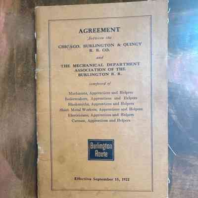 Agreement Between CB&Q and Mechanical Department