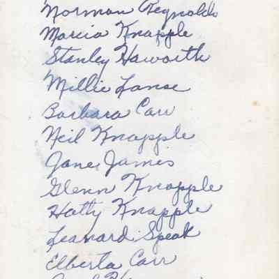 Identifications on the back of the photo.