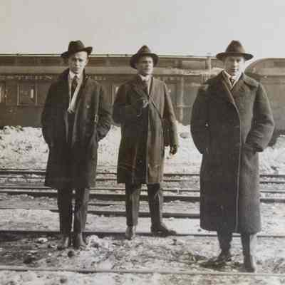 Men with C&NW Train