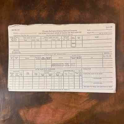 CB&Q Time Return and Delay Report Form