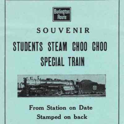CB&Q Special Train Ticket