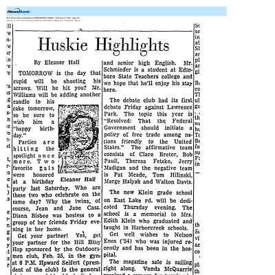 Huskie Highlights, Erie Times News