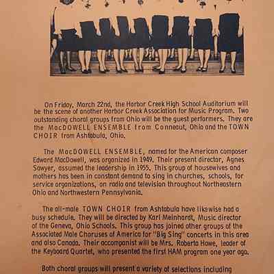 Concert Flyer, Harbor Creek Association for Music Program, March 22, 1968