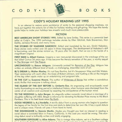 Cody's Books booklists