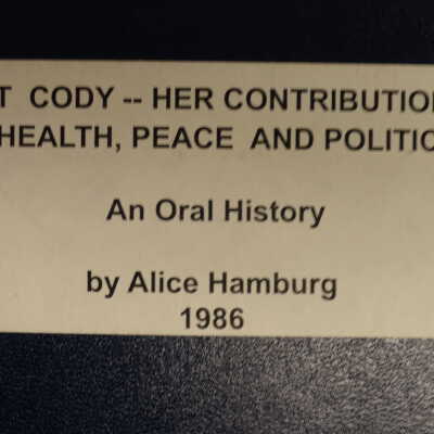 Pat Cody--her contributiions in health, peace and politics