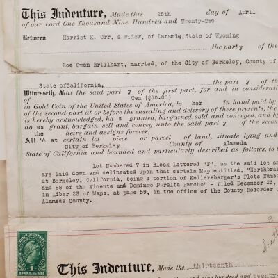 Deeds for property and photo of house at 1023 Shattuck Avenue, Berkeley