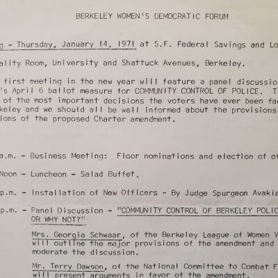 Berkeley Women's Democratic Forum records, 1954-1981.