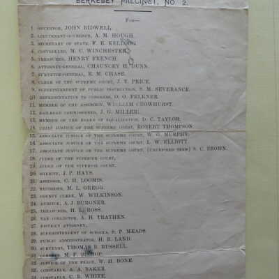 Regular prohibition ticket; Berkeley precinct no. 2.