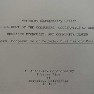 Margaret S. Gordon: Past President of Consumers Cooperative of Berkeley, Research Economist and Community Leader