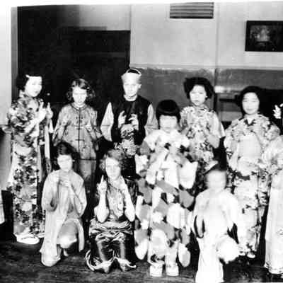 Students pose in costumes