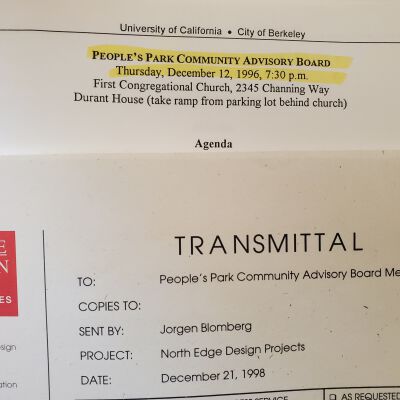 People's Park Community Advisory Board records, 1996-2001