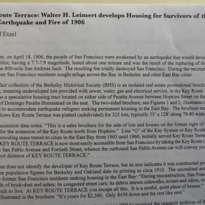 Key Route Terrace: Walter H. Leimert develops housing for survivors of the San Francisco Earthquake and Fire of 1906.