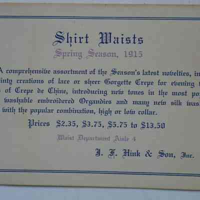 Hink & Son Advertising Card