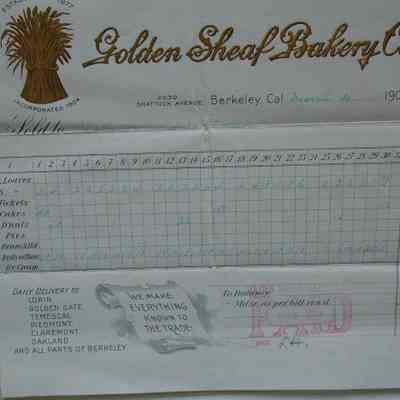 Golden Sheaf Bakery invoice