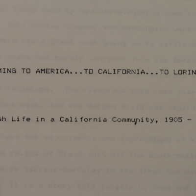 Coming to America...to California...to Lorin