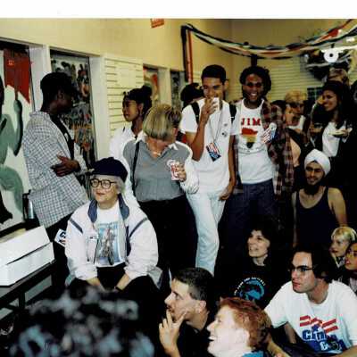 Crowd of people awaiting election results
