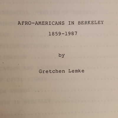AFRO-AMERICANS IN BERKELEY, 1859-1987