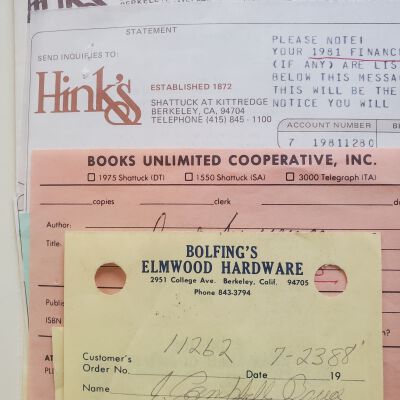 Miscellaneous receipts, mainly from Berkeley businesses, 1981-1988.