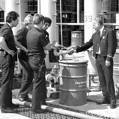 Fire Chief Inspecting Chemical Storage