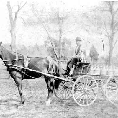 Wagon with milk jugs