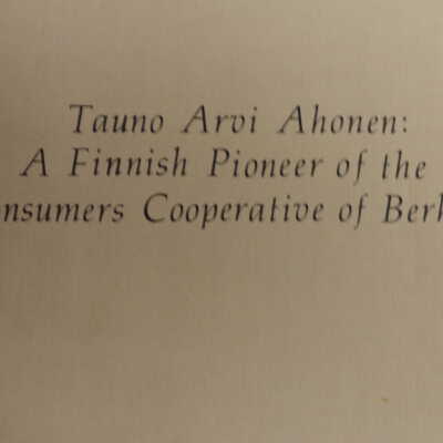Finnish pioneer of the Consumers Cooperative of Berkeley