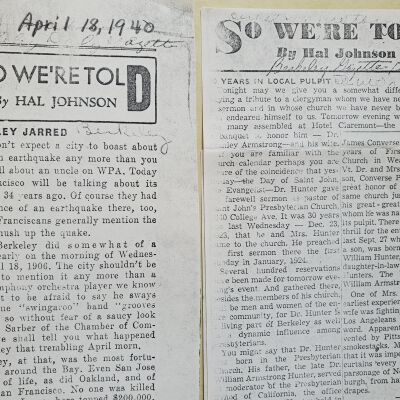 Hal Johnson articles for Berkeley Gazette, "So We're Told" 1941-1954.