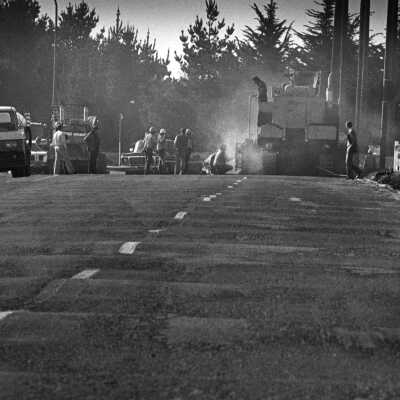 Road repair near yacht harbor