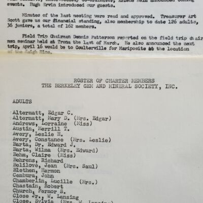 Berkeley Gem and Mineralogical Society records.