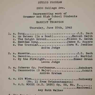 Harriet Thompson collection of concert programs