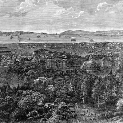 Panorama from hills to bay