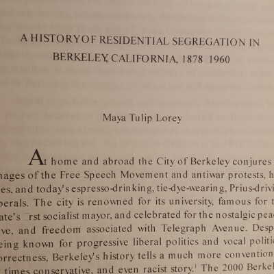 History of residential segragation in Berkeley, California, 1878-1960