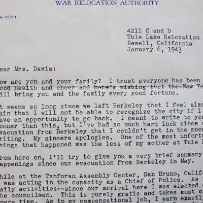 Letter to Laura Henderson Davis, Jan. 6, 1943.