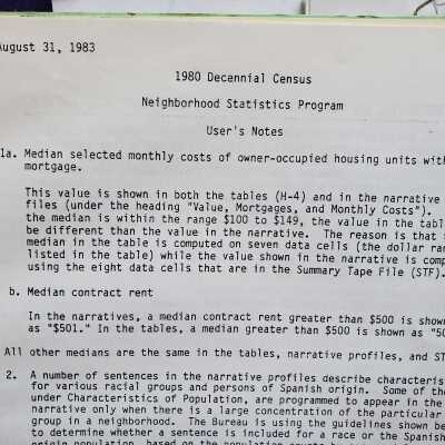 Neighborhood statistics program, 1980