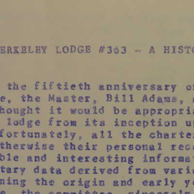 Berkeley Lodge #363 - a history
