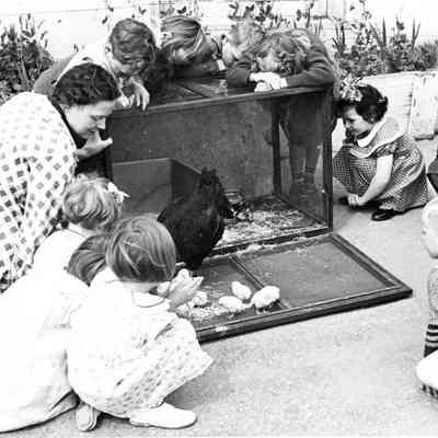 Kindergarten students and teacher