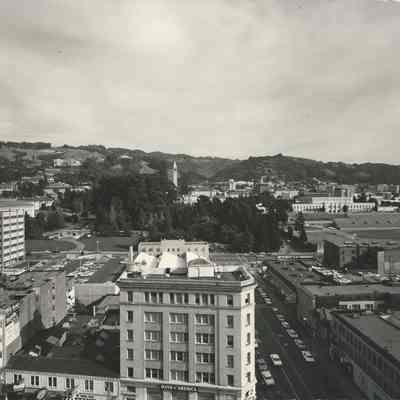View from downtown building to hills.