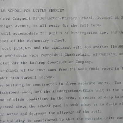 Cragmont School materials