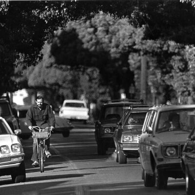 Bicyclist in traffic