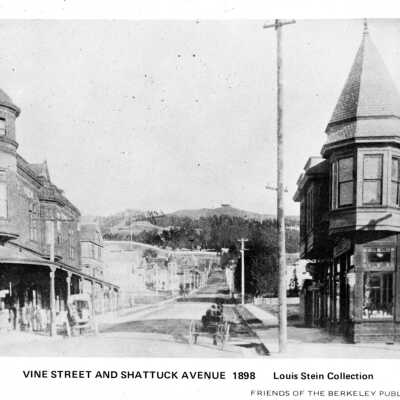 View east on Vine Street from Shattuck Avenue