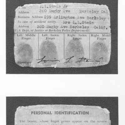Louis Stein identification card